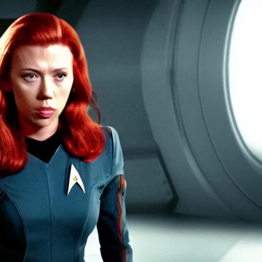 Prompt: still of scarlet johansson from star trek