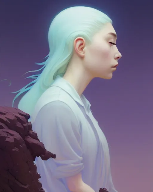 Prompt: side profile portrait by hsiao ron cheng and christophe vacher with imogen poots as gloomhaven paladin, pastel colors 5 4 k rtx volumetric light concept studio matte painting digital illustration fanart artstation by rob rey, artgerm, lawren harris, thomas blackshear, magali villeneuve, jeremy lipkin, eve ventrue