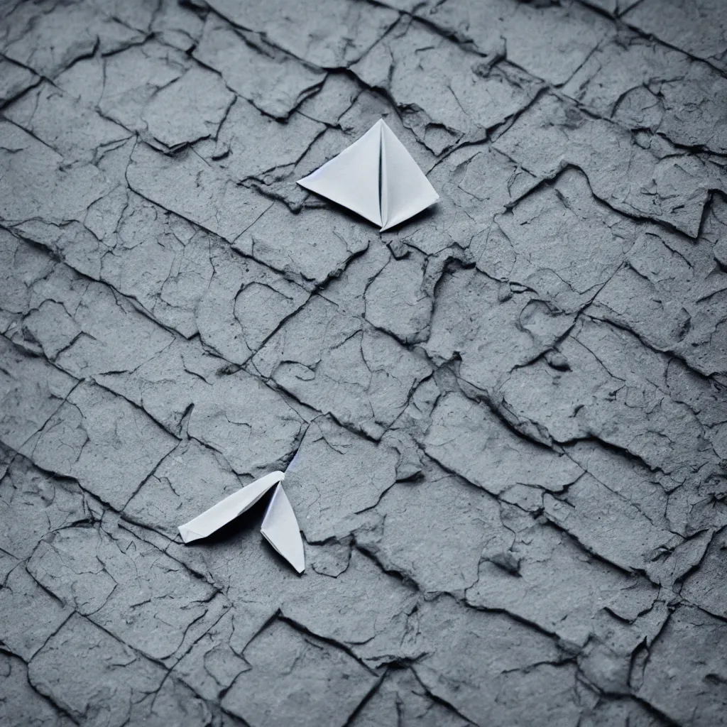 Prompt: origami titanic sinking in a gutter, low angle macro photography, depth of field, brightly lit, professional photography, DSLR, popular