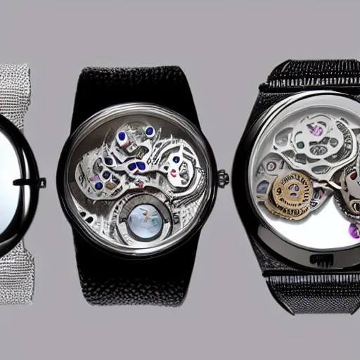 Image similar to a mirror watch with 3 faces and 3 watch bodies