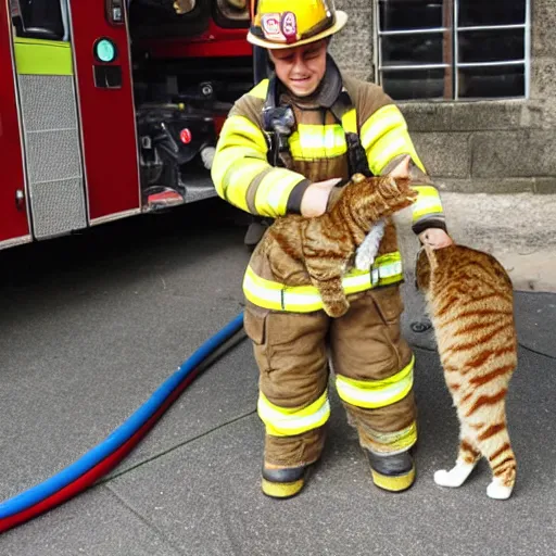 Image similar to a cat working as a fireman