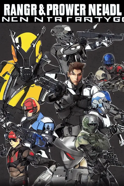 Image similar to ranger power colored mecha ninja mask helmet metal gear solid training suit swat commando snyder zack and swanland raymond and pennington bruce