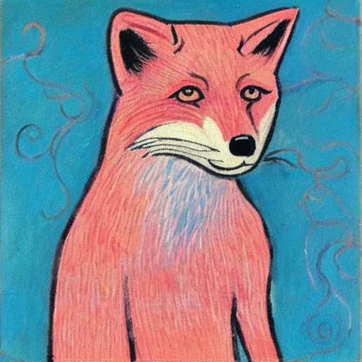 Image similar to pink fox, style of van gogh, profile image