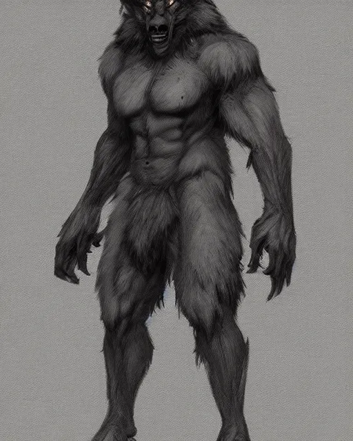 Prompt: werewolf concept design by Jerad S. Marantz, trending on artstation