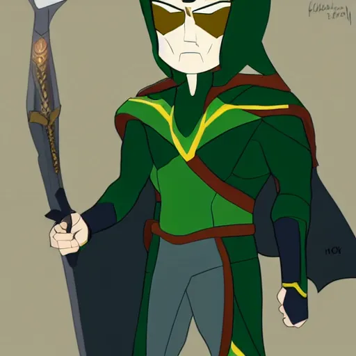 Image similar to loki drawn in style of south park