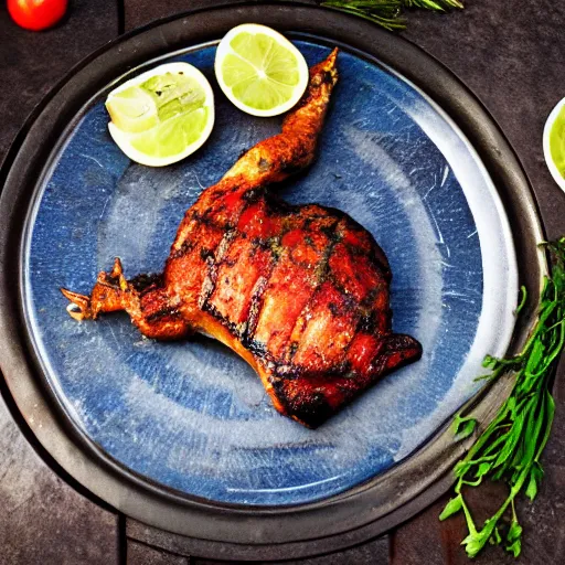 Prompt: mermaid food photography award winning rotisserie grilled mermaid on a platter