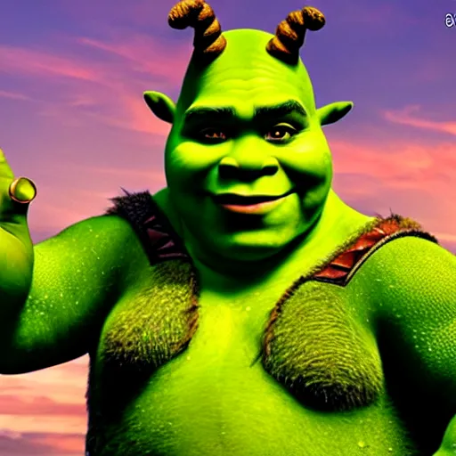 Image similar to photograph of poorly made Shrek cosplay, 8k resolution, high detail, ULTRA REALISTIC VFX, reflections