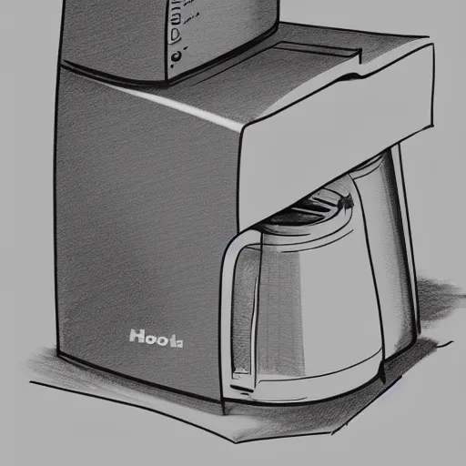 Prompt: coffee maker, industrial design sketch, trending on behance, hofhly detailed, sharp, 4k