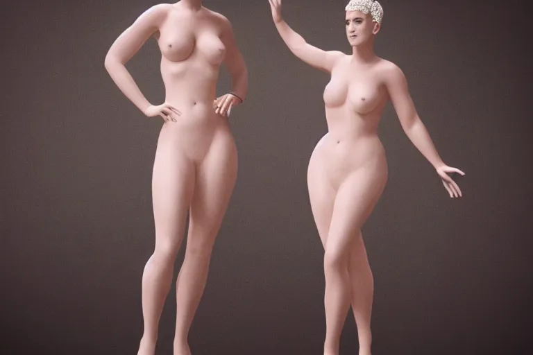 Prompt: an 8 k perfectly detailed studio lit full body symmetric!! front pose film still of katy perry as venus de milo