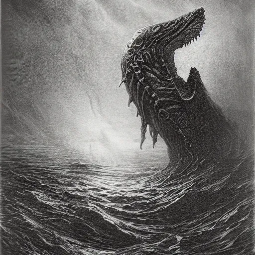 Prompt: leviathan by gustave dore