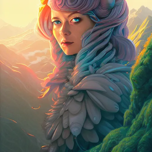 Prompt: gouache, ethereal cybernetic princess in the mountains, extremely detailed, sharp focus, wide view, full body shot, smooth, digital illustration, by lisa perrin!!!!, dan mumford, james jean, by rossdraws, frank franzzeta, sakimichan