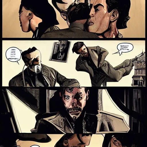 Image similar to preacher comic in the style of dishonored 2