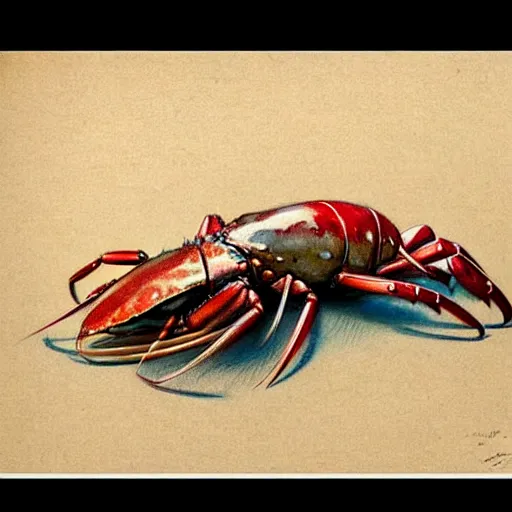 Image similar to (((((1950s lobster . muted colors.))))) by Jean-Baptiste Monge !!!!!!!!!!!!!!!!!!!!!!!!!!!