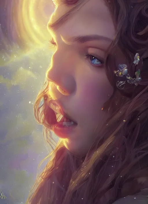 Image similar to beautiful young happy teresa palmer as the aurora sleeping beauty princess, closeup, d & d, fantasy, intricate, elegant, highly detailed, digital painting, artstation, concept art, matte, sharp focus, illustration, art by artgerm and greg rutkowski and alphonse mucha