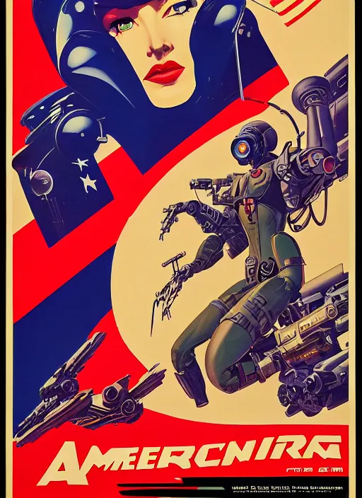 Prompt: american propaganda poster. cyberpunk mech pilot. portrait by jean giraud and anton otto fischer and john philip falter and will eisner and gil elvgren and pixar. realistic proportions. character art. science fiction d & d. tf 2, overwatch, rb 6 s, cyberpunk 2 0 7 7, blade runner 2 0 4 9.