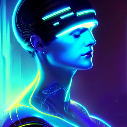 Image similar to tron angel, psychedelic lsd, diffuse lighting, hyper realistic, elegant, intricate, hyper detailed, smooth, sharp focus, concept art, illustration, trending on artstation, art by greg rutkowski and james gurney and alphonse mucha