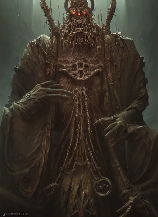 Image similar to slender mean looking high priest with dark biomechanical robes, subsurface scattering, by jesper ejsing, justin gerard, tomasz alen kopera, cgsociety and fenghua zhong, highly detailed, rim light, cinematic lighting, illustration, art, octane render, very coherent, cinematic, hyper realism, high detail, octane render, 8 k