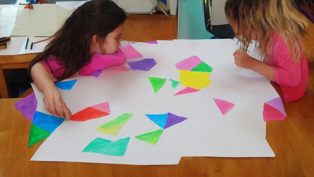 Image similar to child's drawing her complex polygon bower