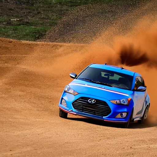 Prompt: a hyundai veloster on a motocross jump