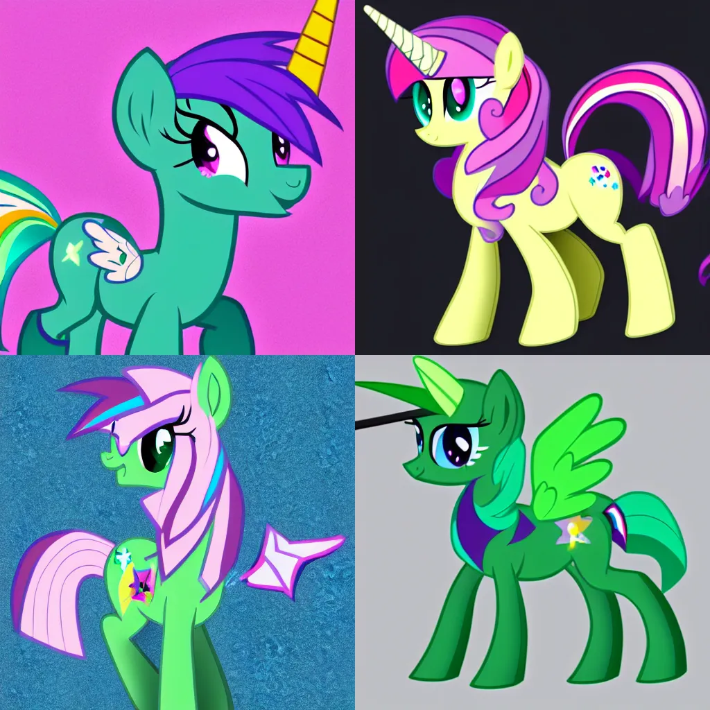 Prompt: my little pony emerald unicorn fursona commission trending on artstation