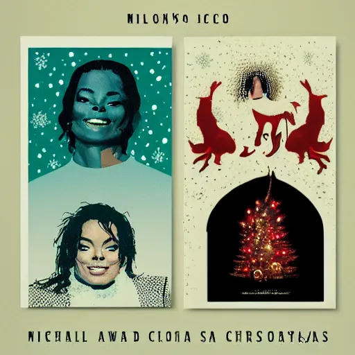 Prompt: a tycho iso 5 0 poster design for michael jackson and willie nelson's christmas special