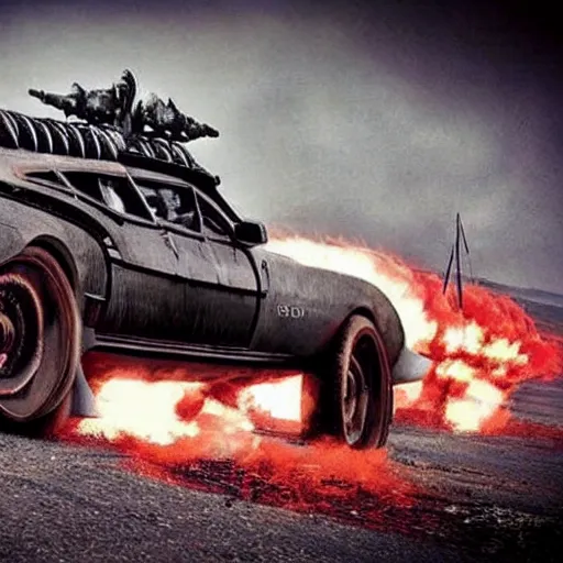 Image similar to mad max style bat mobile