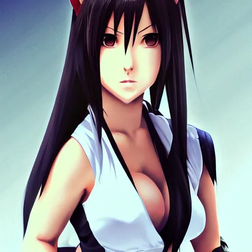 Image similar to portrait of tifa lockhart, anime fantasy illustration by tomoyuki yamasaki, kyoto studio, madhouse, ufotable, trending on artstation