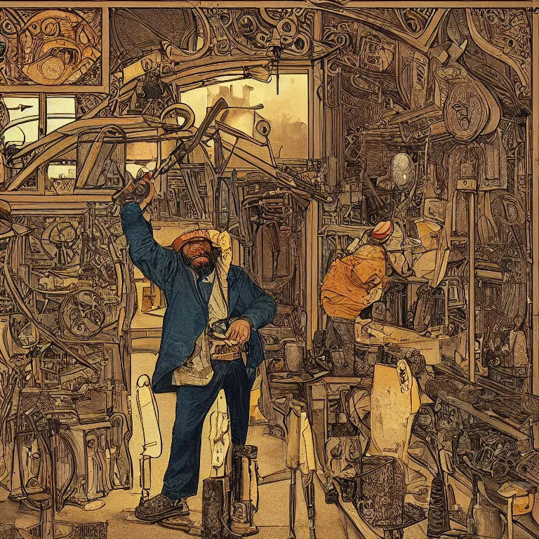 Image similar to a bad workman always blames his tools, highly detailed, 8 k resolution, visual art, art nouveau art