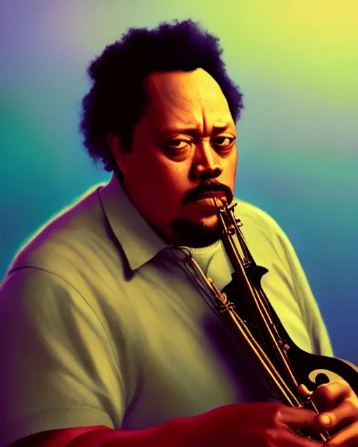 Prompt: disney pixar portrait 8 k photo of charles mingus on a smoky stage : : by weta, greg rutkowski, wlop, ilya kuvshinov, rossdraws, artgerm, annie leibovitz, rave, unreal engine, alphonse mucha : :