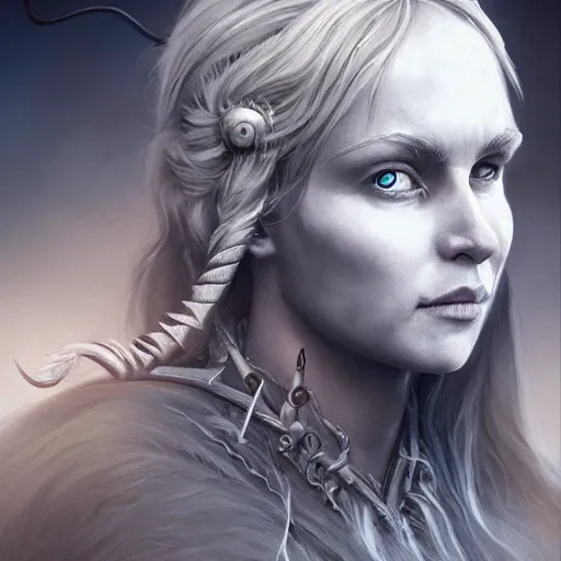 Prompt: Magnificent portrait of a Nordic God mother, fantasy, medieval, highly detailed, Artstation