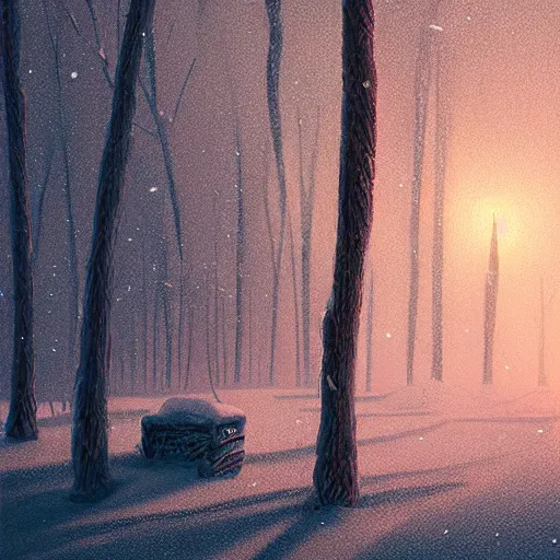 Prompt: a surreal winter landscape by by alena aenami and beeple