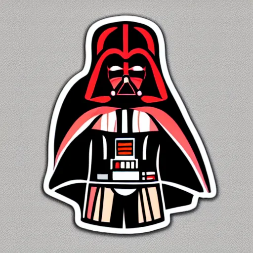 Image similar to a sticker illustration of darth vader with abs