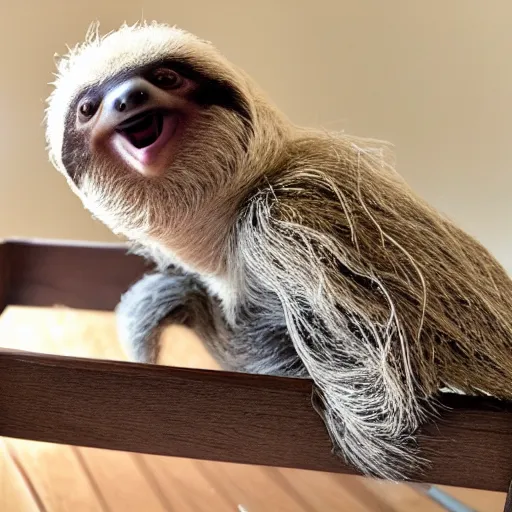 Prompt: baby sloth yawning in a baby crib