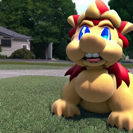 Prompt: bowser at his grandma's house