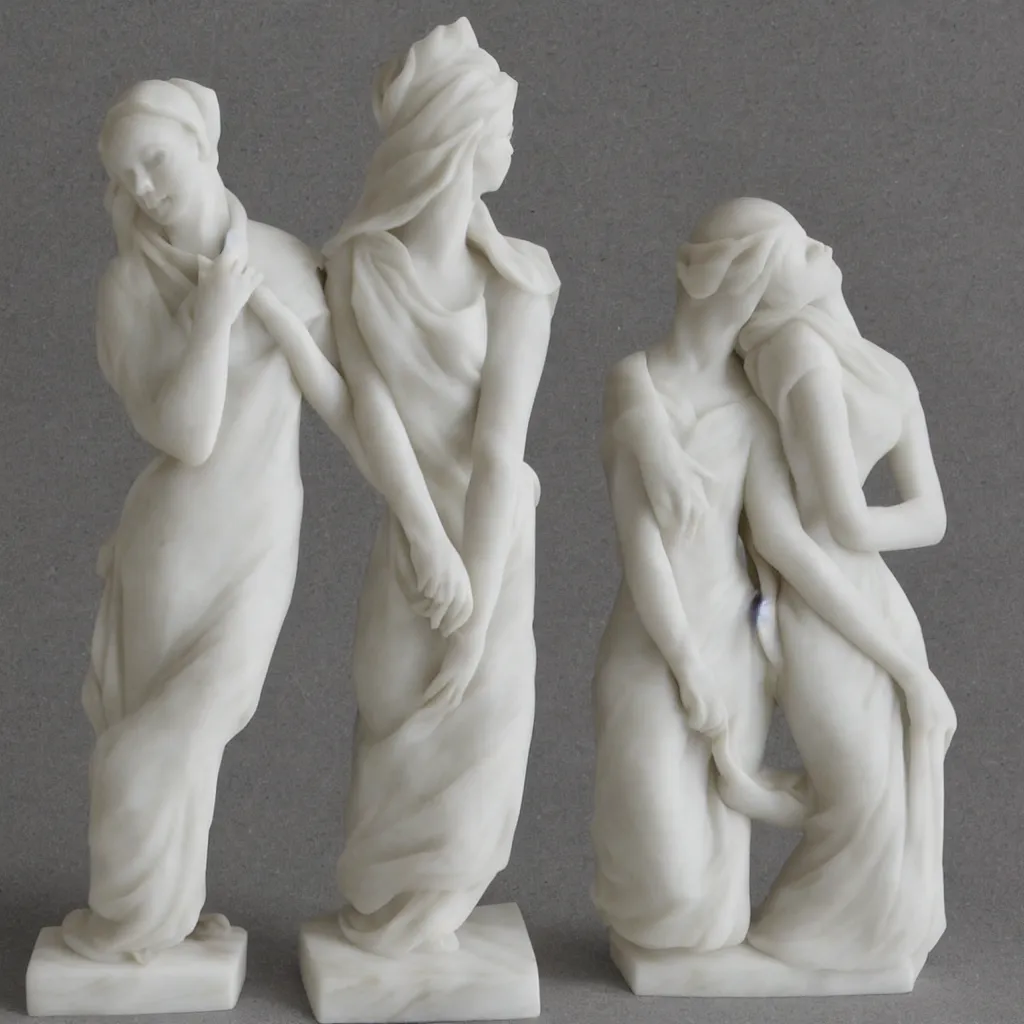 Image similar to Over lapping women white marble sculpture