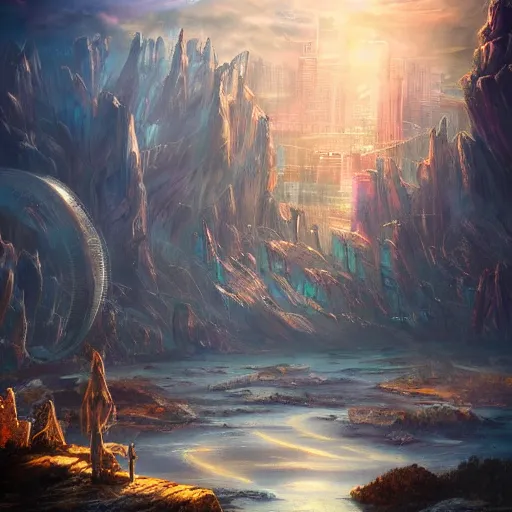 Image similar to Perth City Western Australia, dreamscape, dramatic lighting, fantasy art illustration, trending on artstation, Aetherpunk
