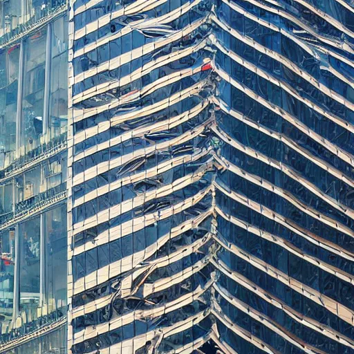 Prompt: neofuturistic maximalist megatall skyscraper, street photography