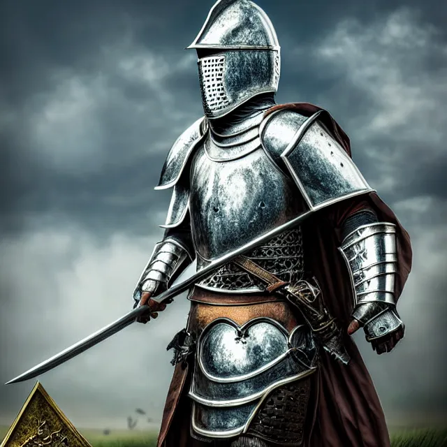 Image similar to knight, fantasy, highly detailed, 4 k, hdr, smooth, sharp focus, high resolution, award - winning photo, photorealistic