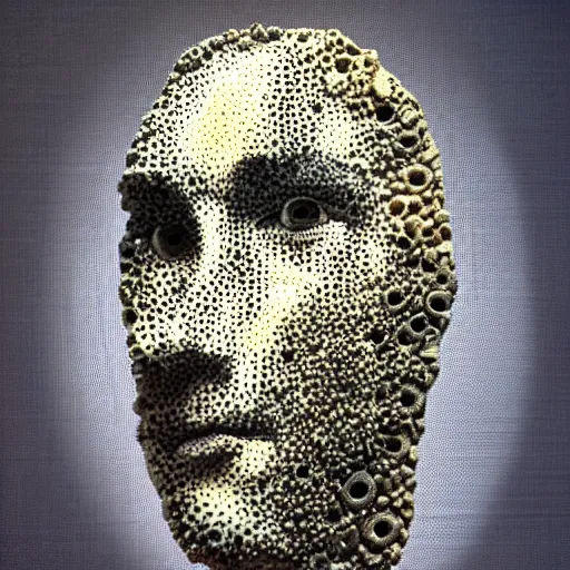 Image similar to man made out of swiss cheese, detailed portrait, lots of holes, ( cheese time )