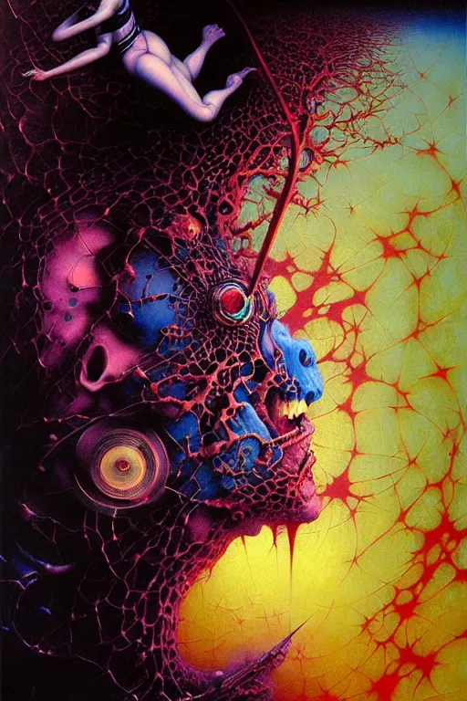 Prompt: realistic detailed image of human near death experience, depth perception, depth of field, action horror by lisa frank, ayami, kojima, amano, karol bak, greg hildebrandt, and mark brooks, neo - gothic, gothic, rich deep colors. beksinski painting, part by adrian ghenie and gerhard richter. art by takato yamamoto. masterpiece