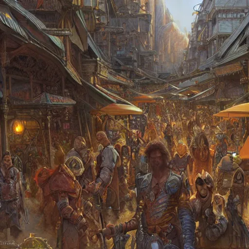 Image similar to The Grabd Bazaar, fantasy art by Donato Giancola and James Gurney, digital art, trending on artstation