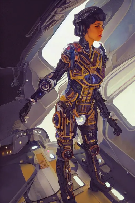 Image similar to portrait futuristic beautiful South american Airforce armored pilot Girl, at inside of future fighter aircraft, ssci-fi, fantasy, intricate, very very beautiful, elegant, human anatomy, neon light, highly detailed, digital painting, artstation, concept art, soft light, smooth, sharp focus, illustration, art by tian zi and WLOP and alphonse mucha