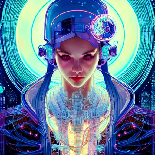 Image similar to high quality, high detailed portrait of a snow queen cyberpunk character in a futuristic world, hyperrealism, intricate details, cables, wires, connectors, led. tristan eaton, victo ngai, artgerm, rhads, ross draws, alphonse mucha, pastel colors, vintage, artstation, vector. 8 k