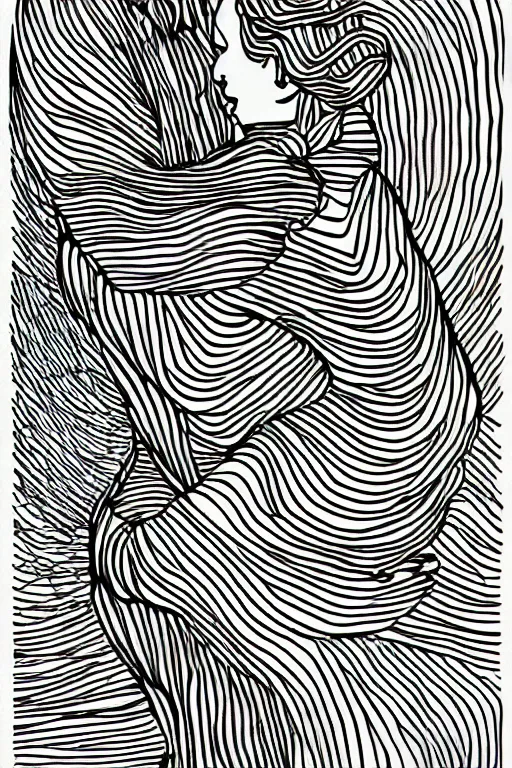 Image similar to graphic line art illustration of a loving hug