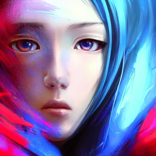 Image similar to advanced digital portrait painting photograph, a anime girl traversing liminal space, full body, very long black hair, azure blue watery eyes, full round face, cinematic lighting, medium shot, mid-shot, highly detailed, trending on artstation, Unreal Engine 4k, Stanley Artgerm Lau, WLOP, Rossdraws, James Jean, Andrei Riabovitchev, Marc Simonetti, and Sakimichan