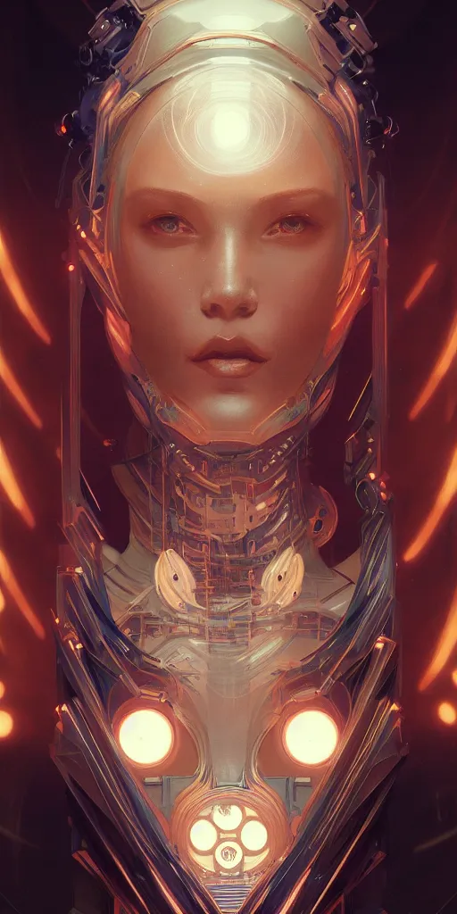 Image similar to symmetry!! portrait of a monster, sci - fi, tech wear, glowing lights!! intricate, elegant, highly detailed, digital painting, artstation, concept art, smooth, sharp focus, illustration, art by artgerm and greg rutkowski and alphonse mucha