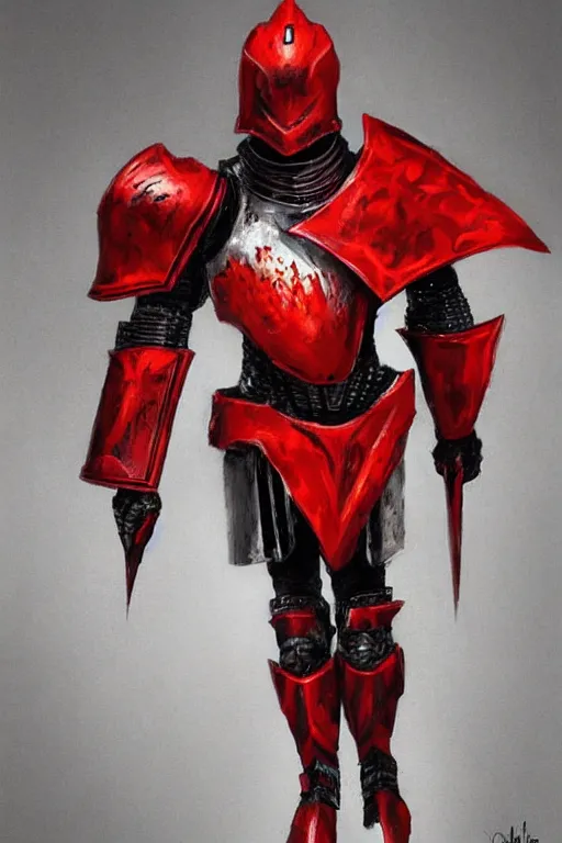 Image similar to knight armored in red, fantasy art, trending on artstation