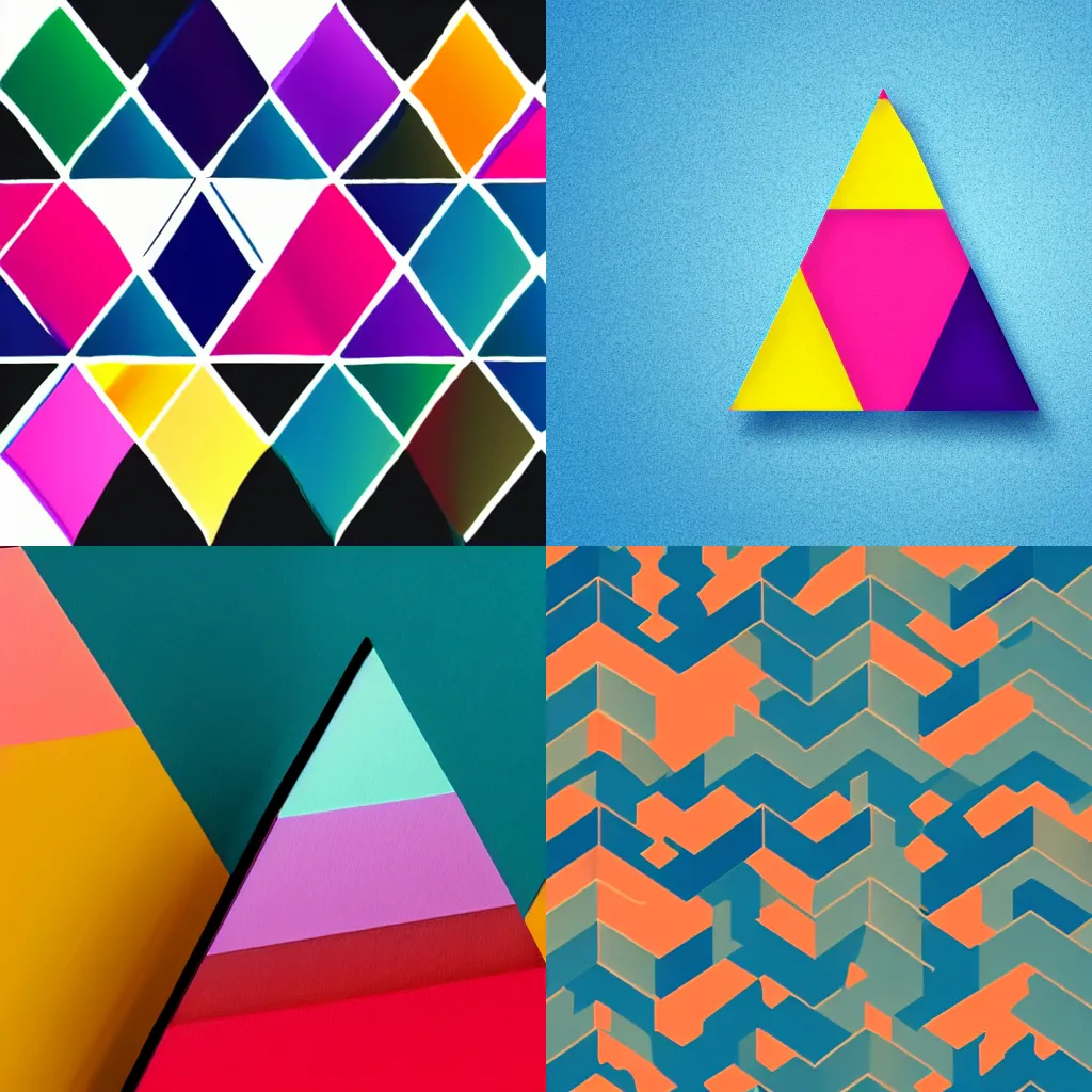 Prompt: company logo, colored triangles, gradients, high contrast