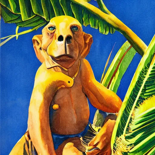 Image similar to A Banana Republic Travel and Safari Clothing Catalog cover from 1986 with Pepe, watercolor painting by Robert Stein III, illustration.