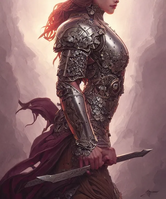 Image similar to Muscular and powerful medieval knight portrait, art nouveau, fantasy, intricate flower designs, elegant, highly detailed, sharp focus, art by Artgerm and Greg Rutkowski